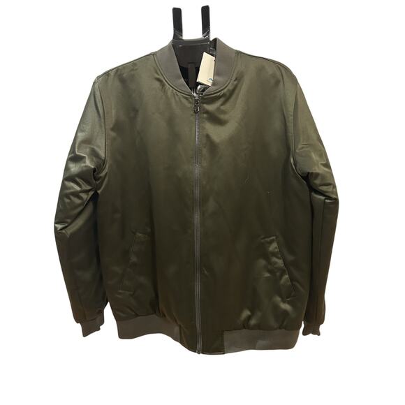 NWT Tri Mountain Olive Green Bomber Jacket Men's size L - Picture 1 of 8
